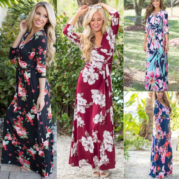 maxi dress womens 2018 floral long dress long sleeve evening party summer beach sundress, Black;gray
maxi dress womens 2018 floral long dress long sleeve evening party summer beach sundress, Black;gray