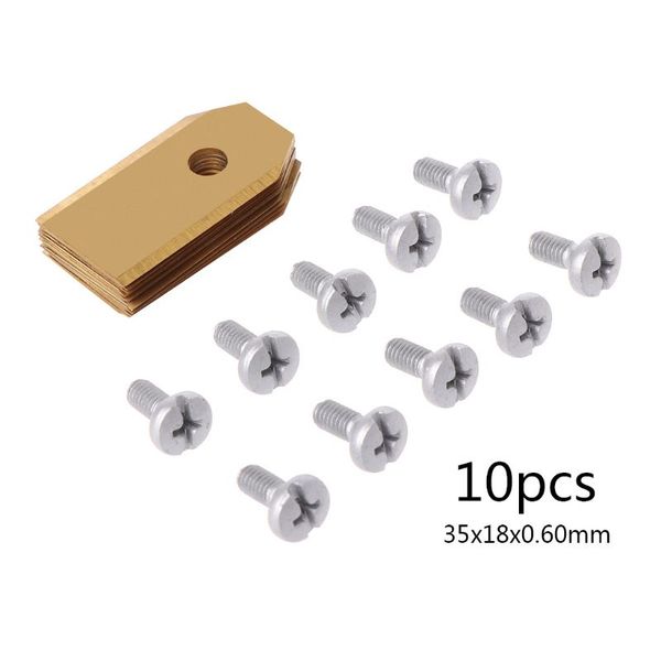 10pcs/set golden titanium coated stainless steel replacement lawnmower blades with screws for automower power tool accessories
10pcs/set golden titanium coated stainless steel replacement lawnmower blades with screws for automower power tool accessories