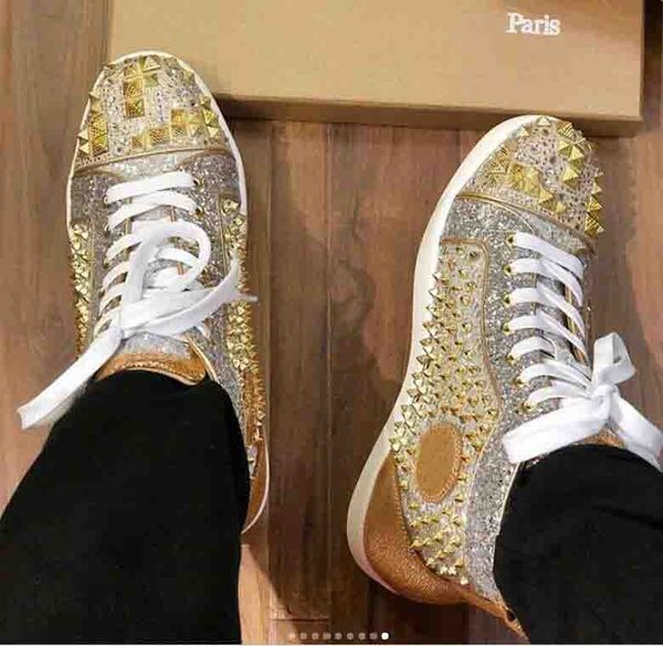 luxury high red bottom men trainers gold spikes stud sneakers shoes gold rhinestone rivets pik studs fashion designer walking with box, Black
luxury high red bottom men trainers gold spikes stud sneakers shoes gold rhinestone rivets pik studs fashion designer walking with box, Black