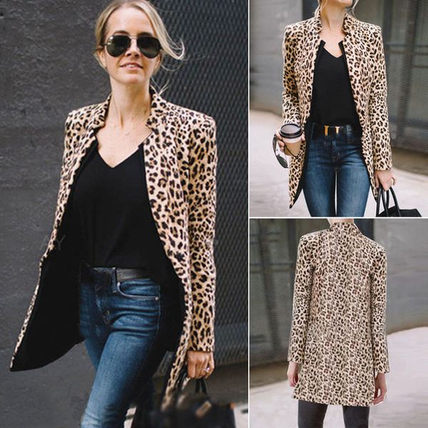 2019 spring autumn fashion women's leopard jacket sweater warm casual suit long coat, Black;brown
2019 spring autumn fashion women's leopard jacket sweater warm casual suit long coat, Black;brown