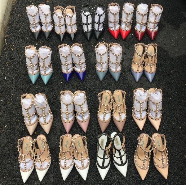 designer pointed toe 2-strap with studs high heels patent leather rivets sandals women shoes valentine high heel fashion shoes, Black
designer pointed toe 2-strap with studs high heels patent leather rivets sandals women shoes valentine high heel fashion shoes, Black