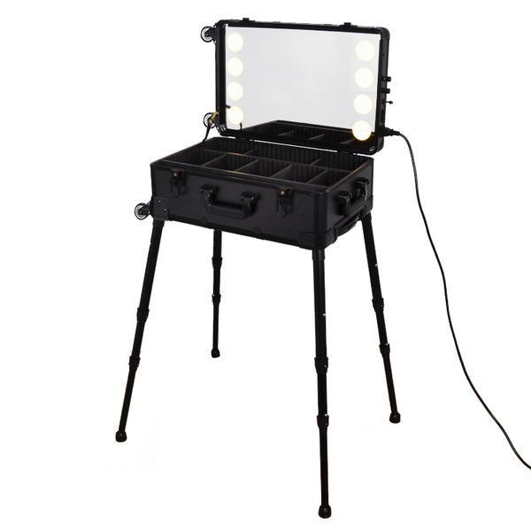 makeup station lighted makeup box women professional travel cosmetic case with 8 led light,22inch mirror,trolley and legs
makeup station lighted makeup box women professional travel cosmetic case with 8 led light,22inch mirror,trolley and legs
