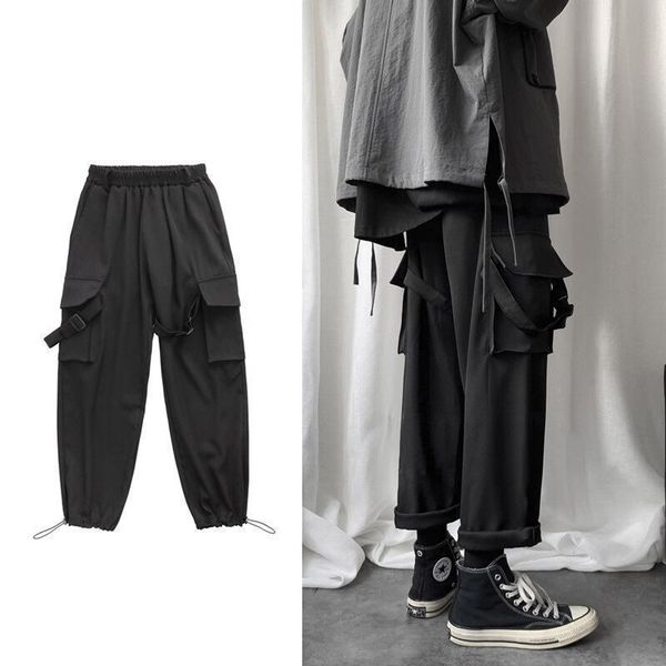 men's pants the tide brand multi-pocket overalls casual fashion solid color hip-hop loose increase beam feet nine-point pant, Black
men's pants the tide brand multi-pocket overalls casual fashion solid color hip-hop loose increase beam feet nine-point pant, Black