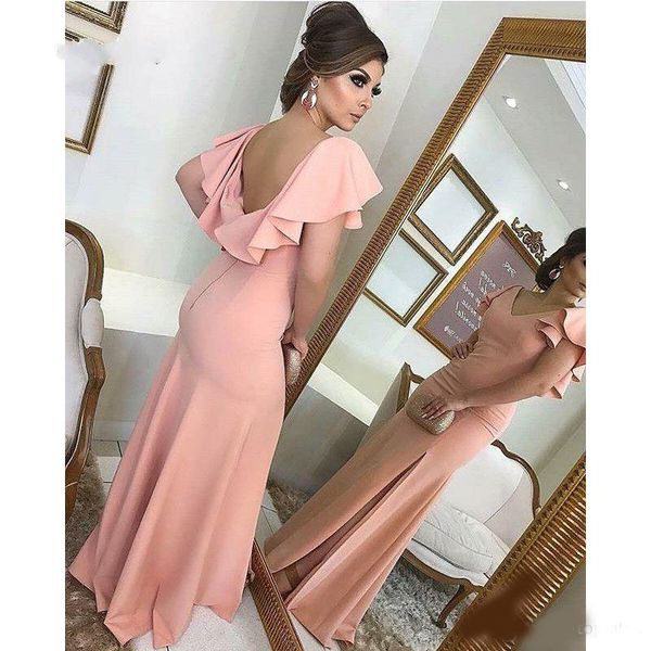 open back chiffon mother of the bride dresses v neck mermaid ruffles sleeve bridesmaid dresses 2020 leg slit wedding party dresses, Black;red
open back chiffon mother of the bride dresses v neck mermaid ruffles sleeve bridesmaid dresses 2020 leg slit wedding party dresses, Black;red