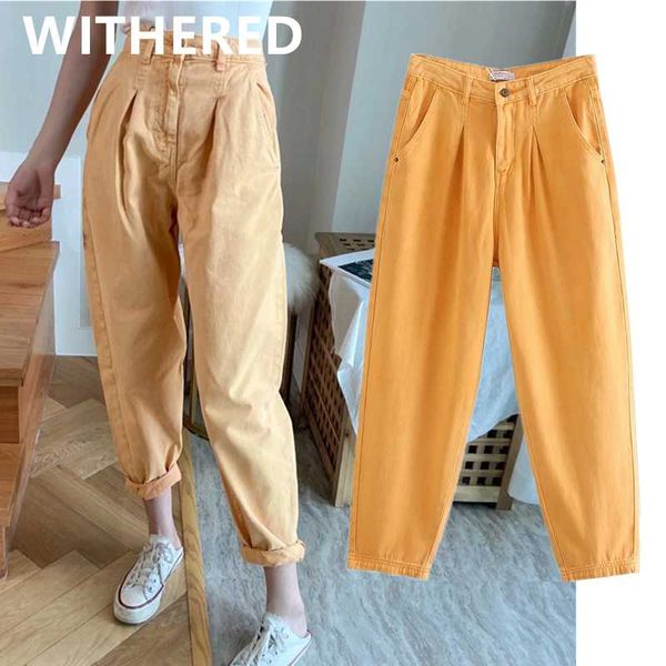 withered england style vintage candy color loose mom jeans woman high waist jeans pleated denim boyfriend for women, Blue
withered england style vintage candy color loose mom jeans woman high waist jeans pleated denim boyfriend for women, Blue