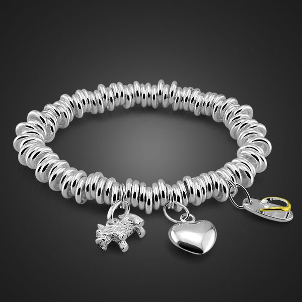 british fashion style silver bracelet.woman solid 925 silver heart-shaped pendant bracelet.individuality stretch bracelets, Black
british fashion style silver bracelet.woman solid 925 silver heart-shaped pendant bracelet.individuality stretch bracelets, Black