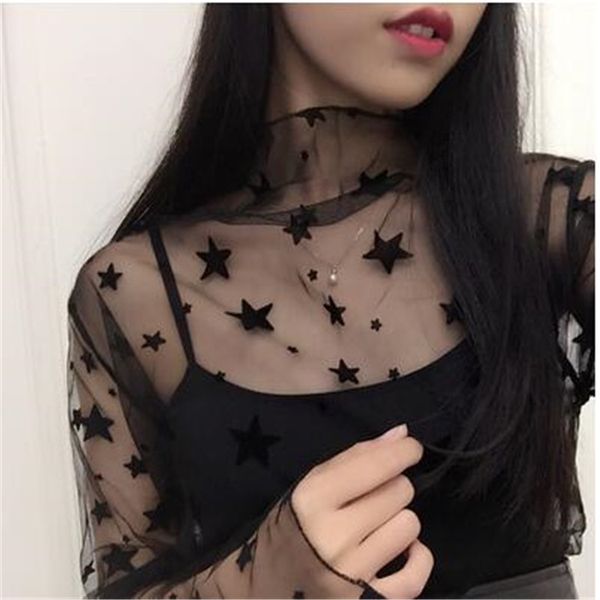 womens tee summer women inside mesh perspective long-sleeved t shirt ladies fashion shirts, White
womens tee summer women inside mesh perspective long-sleeved t shirt ladies fashion shirts, White