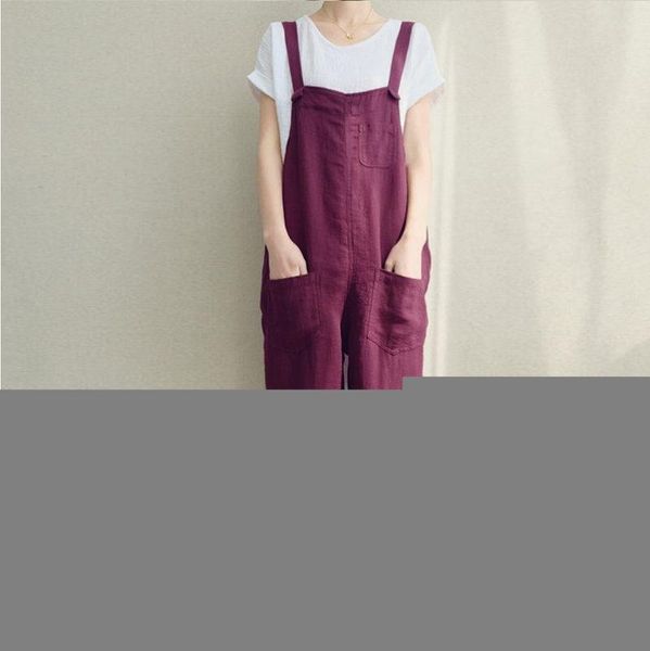 women solid color cotton linen jumpsuit ladies vintage loose overalls rompers 2020, Black;white
women solid color cotton linen jumpsuit ladies vintage loose overalls rompers 2020, Black;white
