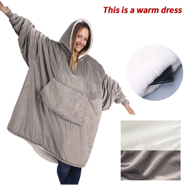 outdoor winter hooded coats warm slant hooded sweatshirt fleece pullover for men women family tv blanket with hood large pockets, Blue;black
outdoor winter hooded coats warm slant hooded sweatshirt fleece pullover for men women family tv blanket with hood large pockets, Blue;black