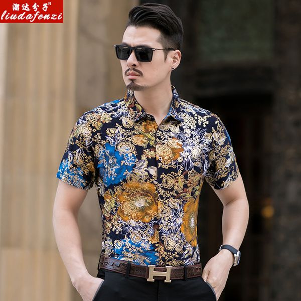 summer men's leisure individuality printed brilliant coloured short-sleeved shirts large-size colored shirts trend, White;black
summer men's leisure individuality printed brilliant coloured short-sleeved shirts large-size colored shirts trend, White;black