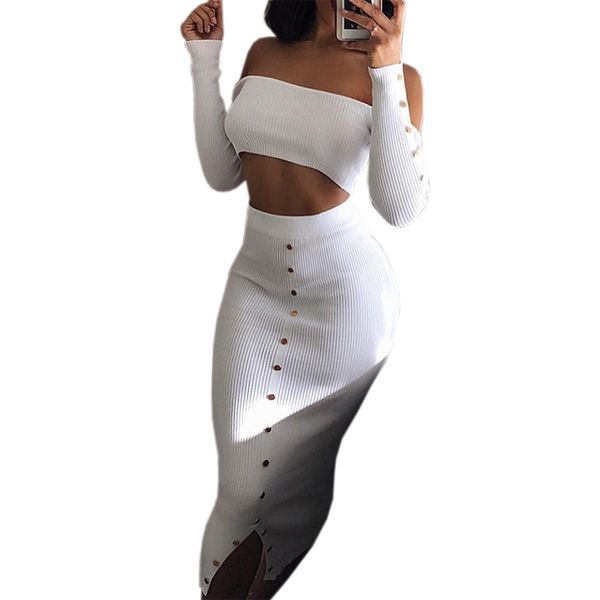 crop and pencil skirt outfits girl off shoulder buttons skinny split knitted women's sets winter bodycon two piece set, Gray
crop and pencil skirt outfits girl off shoulder buttons skinny split knitted women's sets winter bodycon two piece set, Gray