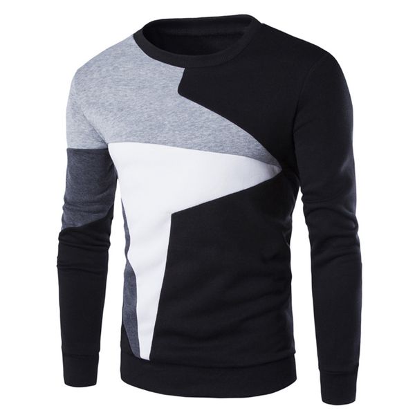 2019 spring new men's casual long-sleeved knitting stitching round collar pullover sweatshirt fashion top, Black
2019 spring new men's casual long-sleeved knitting stitching round collar pullover sweatshirt fashion top, Black