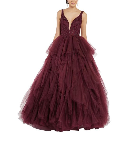 setwell deep v-neck a-line evening dress sleeveless ruffled backless appliques floor length party prom gown, Black;red
setwell deep v-neck a-line evening dress sleeveless ruffled backless appliques floor length party prom gown, Black;red