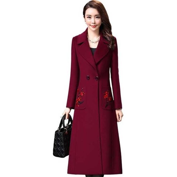 2019 new autumn wimter plus size 5xl women elegant slim woolen outwear middle-aged lady embroidered wool blend coat abrigos r300, Black
2019 new autumn wimter plus size 5xl women elegant slim woolen outwear middle-aged lady embroidered wool blend coat abrigos r300, Black