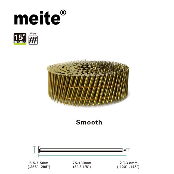 meite coil nails smooth type yellow coating in wire diameter 2.9-3.8mm, by length 75-130mm for cn80b/cn90/cn100/cn100b/ cn130
meite coil nails smooth type yellow coating in wire diameter 2.9-3.8mm, by length 75-130mm for cn80b/cn90/cn100/cn100b/ cn130