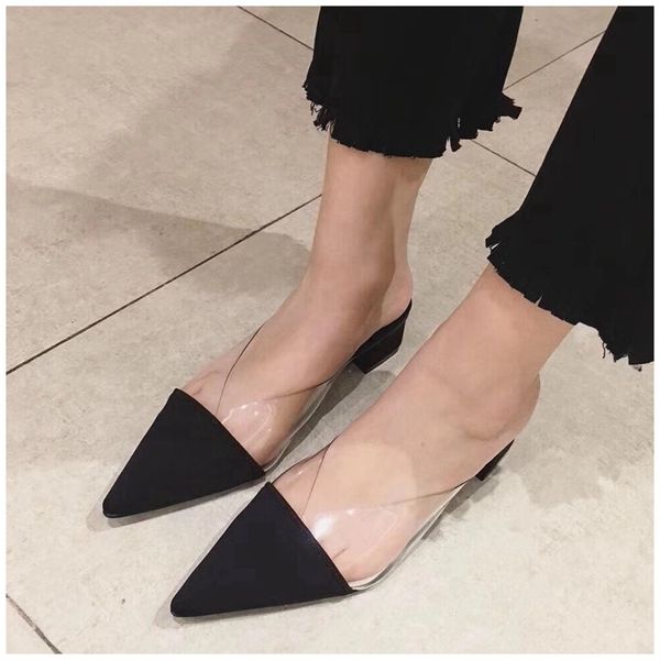 med women heel slides pointed toe shallow mouth slipper slip on square heel ladies mules sandal female fashion slides, Black
med women heel slides pointed toe shallow mouth slipper slip on square heel ladies mules sandal female fashion slides, Black