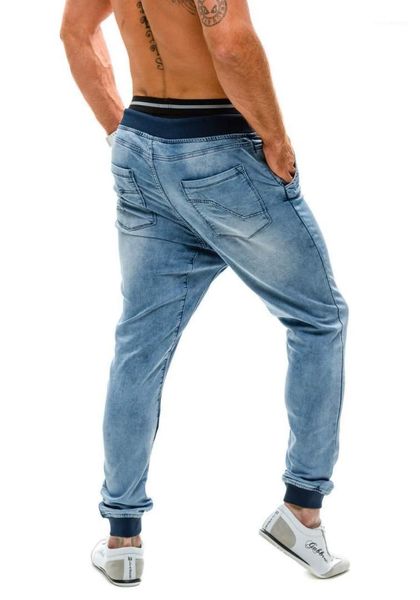 jeans male european and american thread waist loose men's jogging pants designer pants new elastic high waist, Blue
jeans male european and american thread waist loose men's jogging pants designer pants new elastic high waist, Blue