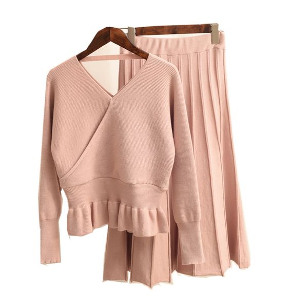 fashion women's sets knitted suit autumn winter v-neck knitting sweater long sleeve pullover + pleated skirt two-piece suit sets, Gray
fashion women's sets knitted suit autumn winter v-neck knitting sweater long sleeve pullover + pleated skirt two-piece suit sets, Gray