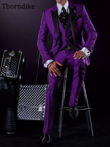 thorndike (jacket+pants+vest) purple men wedding suits peaked lapel single breasted groomsmen suit spring auturm party suits, White;black 
thorndike (jacket+pants+vest) purple men wedding suits peaked lapel single breasted groomsmen suit spring auturm party suits, White;black