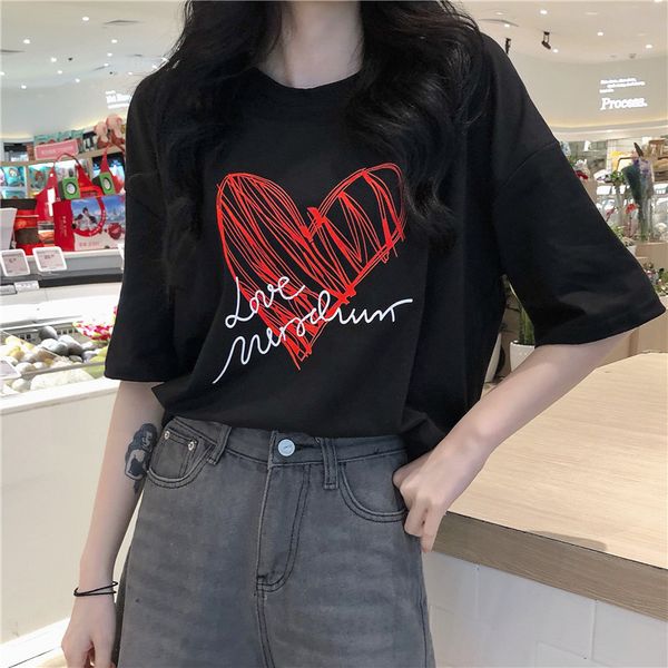2020 new summer new korean women's t shirt short sleeve love pattern slim wild women's short sleeve tide harajuku tshirt, White
2020 new summer new korean women's t shirt short sleeve love pattern slim wild women's short sleeve tide harajuku tshirt, White
