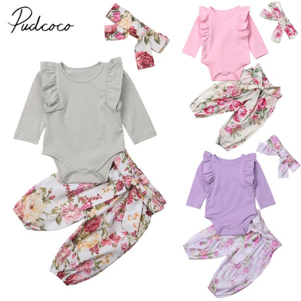 2018 brand new 0-24m infant baby girl boy floral autumn clothes sets ruffles long sleeve solid romper +print pants+headband, White
2018 brand new 0-24m infant baby girl boy floral autumn clothes sets ruffles long sleeve solid romper +print pants+headband, White