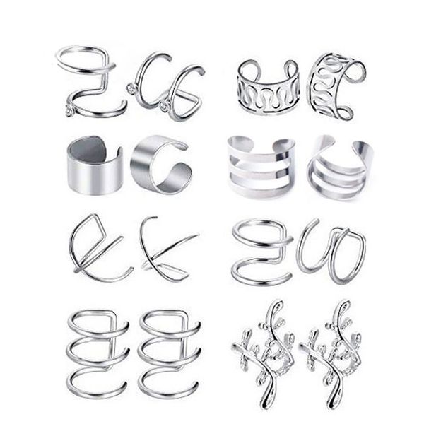 8 pairs/set punk men's non piercing ear clip earrings stainless steel earrings jewelry set wholesale, Silver
8 pairs/set punk men's non piercing ear clip earrings stainless steel earrings jewelry set wholesale, Silver