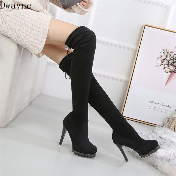 over-the-knee long boots europe and america winter thin heels womens boots nightclub model catwalk high 11cm high heels, Black 
over-the-knee long boots europe and america winter thin heels womens boots nightclub model catwalk high 11cm high heels, Black