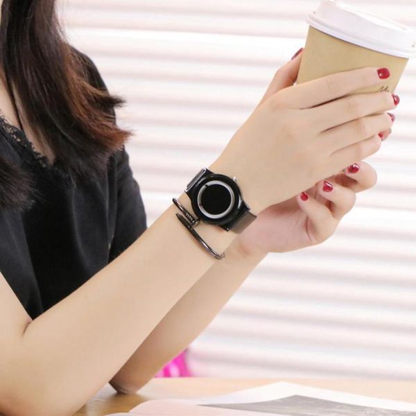 watch for women stylish vansvar women's casual quartz leather band newv strap watch analog wrist montre femme w, Slivery;brown