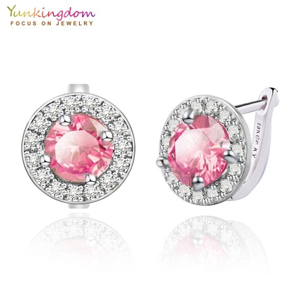 yunkingdom brand fashion hoop earrings for women pink round crystal zircon romantic jewelry wholesale, Golden;silver
yunkingdom brand fashion hoop earrings for women pink round crystal zircon romantic jewelry wholesale, Golden;silver