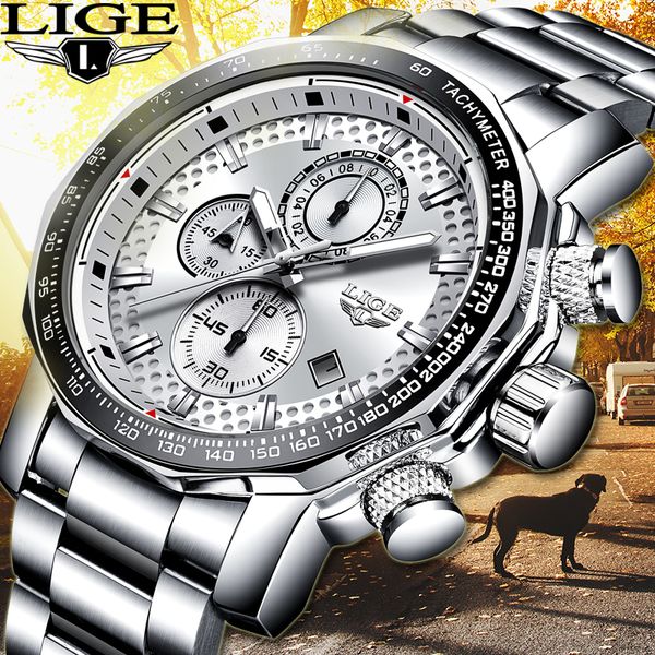 lige fashion casual sports men watches top silver business stainless steel water proof watch men relogio masculino, Slivery;brown
lige fashion casual sports men watches top silver business stainless steel water proof watch men relogio masculino, Slivery;brown