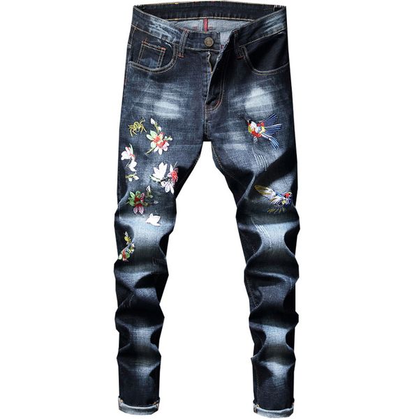 pantalon homme embroidered floral designs denim pants men stretch slim jeans mens fashion streetwear casual jeans, Blue
pantalon homme embroidered floral designs denim pants men stretch slim jeans mens fashion streetwear casual jeans, Blue