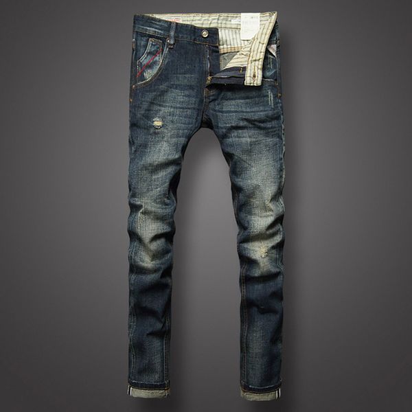 men's jeans italian style vintage designer slim fit ripped casual pants brand classical men biker, Blue
men's jeans italian style vintage designer slim fit ripped casual pants brand classical men biker, Blue