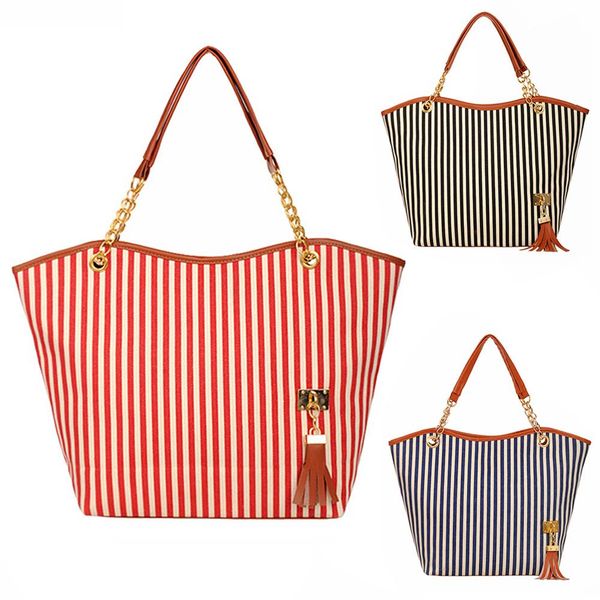 women shoulder bag fashion stripe tassels chain canvas shopping houlder tote shop bag new girl handbag
women shoulder bag fashion stripe tassels chain canvas shopping houlder tote shop bag new girl handbag