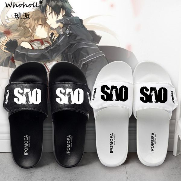 men slides non-slip japanese anime sao male slippers man flip flops summer beach women home bathroom sandals outdoor t200408, Black
men slides non-slip japanese anime sao male slippers man flip flops summer beach women home bathroom sandals outdoor t200408, Black