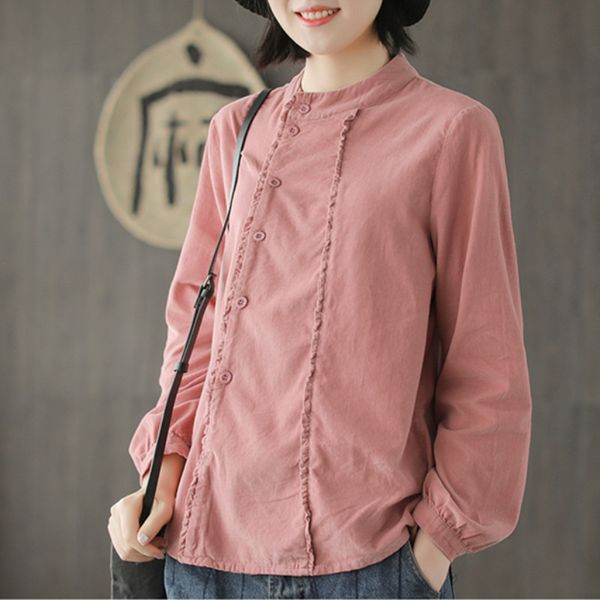 johnature 2019 new style cotton button casual linen long sleeve ladies blouse loose o-neck spring solid fashion women blouse, White
johnature 2019 new style cotton button casual linen long sleeve ladies blouse loose o-neck spring solid fashion women blouse, White