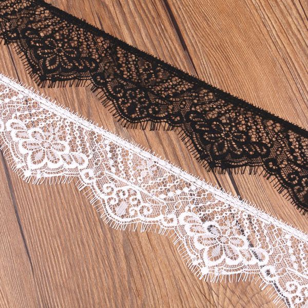 

6meters/lot embroidered eyelash lace ribbon black white diy dress wedding lace applique trim sewing 65mm width party decoration, Pink;blue