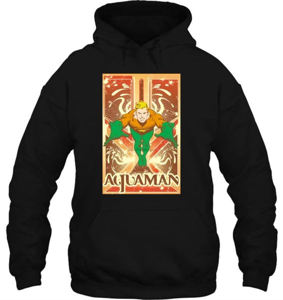 men hoodie aquaman portrait box orange tee women streetwear, Black