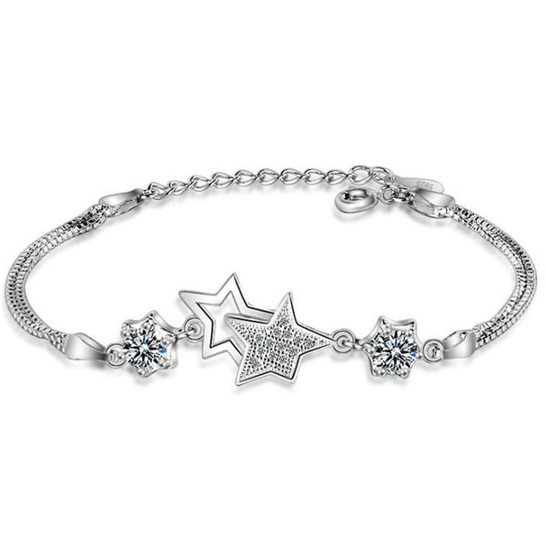 new beautiful personality fashion jewelry five-point 925 sterling silver exquisite crystal sweet cute star women bracelets b180, Golden;silver
new beautiful personality fashion jewelry five-point 925 sterling silver exquisite crystal sweet cute star women bracelets b180, Golden;silver