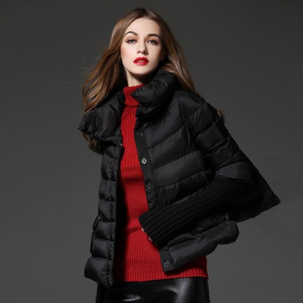 90% duck down coat fashion brand cloak style knit stitching sleeve down jacket female winter great quality warm coat, Black
90% duck down coat fashion brand cloak style knit stitching sleeve down jacket female winter great quality warm coat, Black