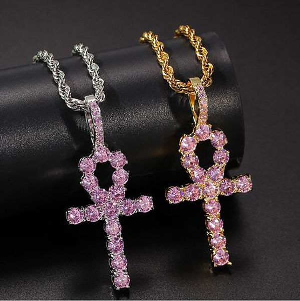 14k gold iced out pink egyptian ankh key pendant necklace copper micro pave cubic zirconia simulated diamonds hip hop jewelry, Silver
14k gold iced out pink egyptian ankh key pendant necklace copper micro pave cubic zirconia simulated diamonds hip hop jewelry, Silver