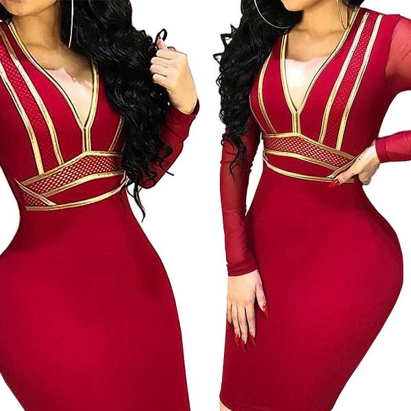 mesh panelled women dresses metal strips club slim solid color long sleeved dark v neck bodycon dresses fashion womens party dresses, White;black
mesh panelled women dresses metal strips club slim solid color long sleeved dark v neck bodycon dresses fashion womens party dresses, White;black