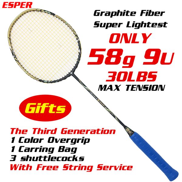 esper badminton racket 58gram 9u super lightweight graphite carbon fiber for professional with string and shuttlecocks gifts
esper badminton racket 58gram 9u super lightweight graphite carbon fiber for professional with string and shuttlecocks gifts