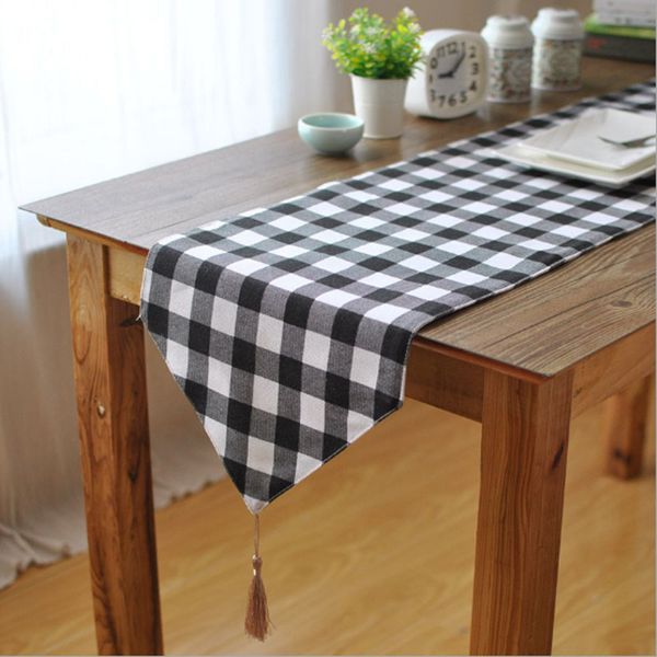 simple printed white and black plaid tassels design table runner washable wear-resistant home parlor decoration for everyday use
simple printed white and black plaid tassels design table runner washable wear-resistant home parlor decoration for everyday use