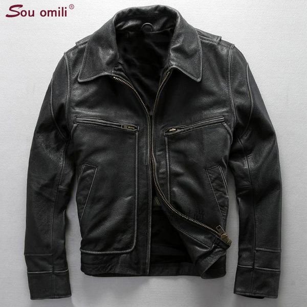 vintage men's cow leather jacket leather skin blazer coat jacket winter shearling pilot, Black
vintage men's cow leather jacket leather skin blazer coat jacket winter shearling pilot, Black