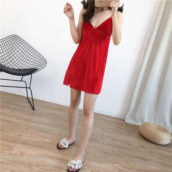 home service autumn and winter women's v-neck suspenders nightdress bottoming skirt evening clothe charming night sleepwear, Black;red
home service autumn and winter women's v-neck suspenders nightdress bottoming skirt evening clothe charming night sleepwear, Black;red