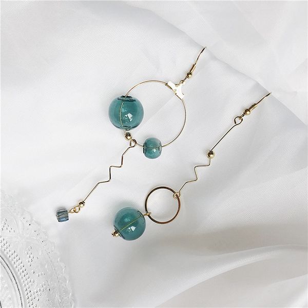 dark green glass ball asymmetrical earrings fashion dangle long earrings for women artsy bubble korean, Silver
dark green glass ball asymmetrical earrings fashion dangle long earrings for women artsy bubble korean, Silver