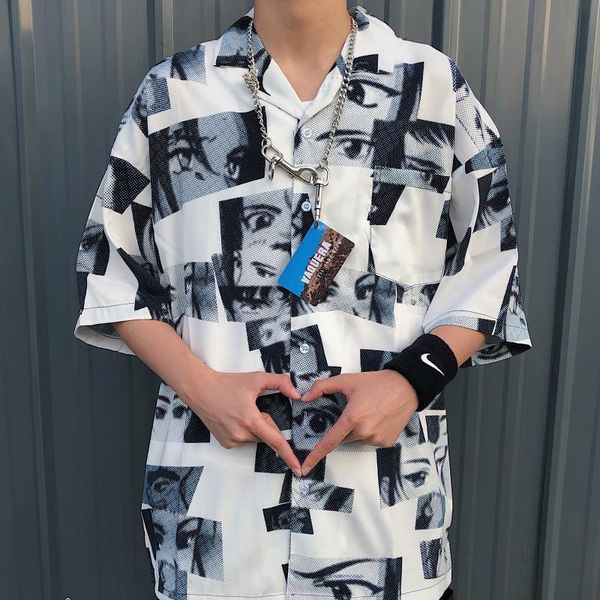 new independent design theme full print shirt men's and women's loose print shirt in meichao high street, White;black
new independent design theme full print shirt men's and women's loose print shirt in meichao high street, White;black