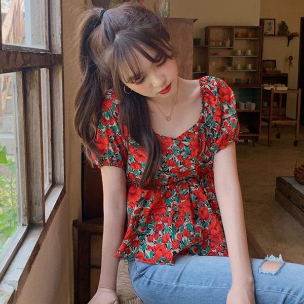 women's blouses & shirts women blouse summer boho french retro floral print korean style beachwear holiday blusas feminina famale, White
women's blouses & shirts women blouse summer boho french retro floral print korean style beachwear holiday blusas feminina famale, White