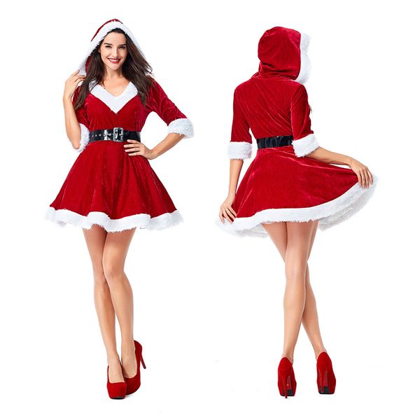 women christmas costume female santa claus cosplay dress festival halloween uniform fancy dress new year gift for women, Black;red
women christmas costume female santa claus cosplay dress festival halloween uniform fancy dress new year gift for women, Black;red
