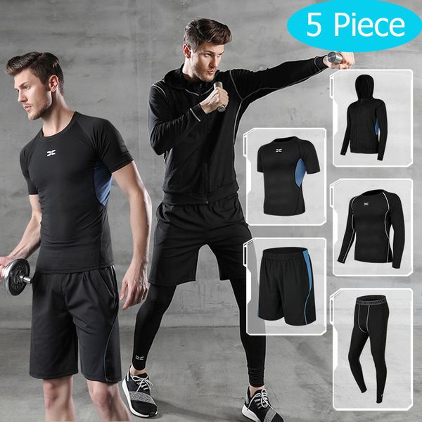 5pcs men sportswear compression sport suits quick dry running set men's comfort fitness sports suit running jogging gym clothing, Black;blue
5pcs men sportswear compression sport suits quick dry running set men's comfort fitness sports suit running jogging gym clothing, Black;blue